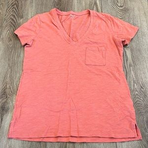 Madewell v neck pocket tee orange size xsm